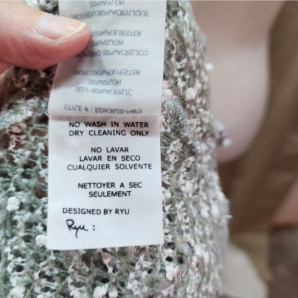 LAST CHANCE Anthropologie Ryu Mint Green Lace Trim Cowl Neck Sweater Size Medium - Picture 8 of 8